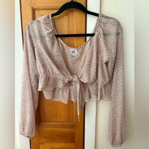 Floral flowy cropped long sleeve